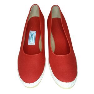 Vintage Browsabouts Shoes Red Women Size 8M Wedge Espadrilles Canvas 1970’s